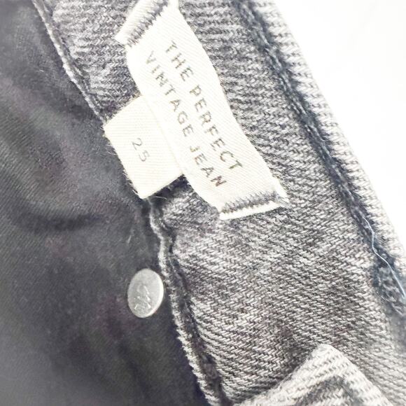 Madewell The Perfect Vintage Charcoal Gray Acid Wash Denim Jeans Raw Hem Size 25 - Picture 7 of 10